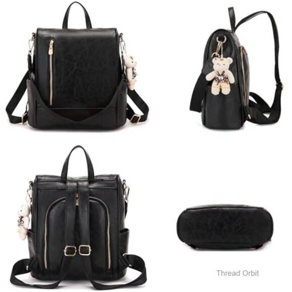 Anti-Theft Vegan Leather Backpack Purse Set with Wallet and Crossbody Bag main image 4